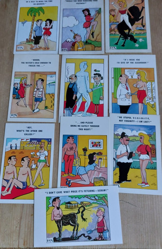 10x seaside saucy postcards - 10x,