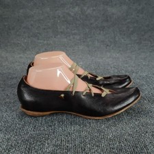 CYDWOQ Shoes Womens Size 38 Brown Leather Lace Up Flats Handmade Made in USA