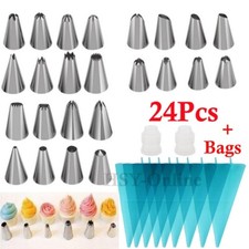24 PIECES ICING PIPING Nozzle Decorating Tool Set-Cupcake Sugarcraft Pastry Bake
