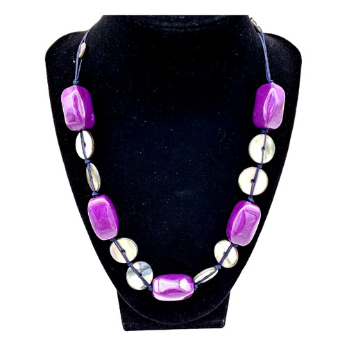 Stone bead necklace with - bead,