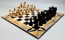 Handcrafted Ceramic Chess Set – African Wildlife Design - 35.5 x 35.5cm - VGC