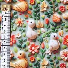 3D Easter Chicks Cotton Fabric