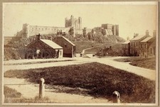 Bamborough castle, Northumberland.  Rare 1880s albumen photograph