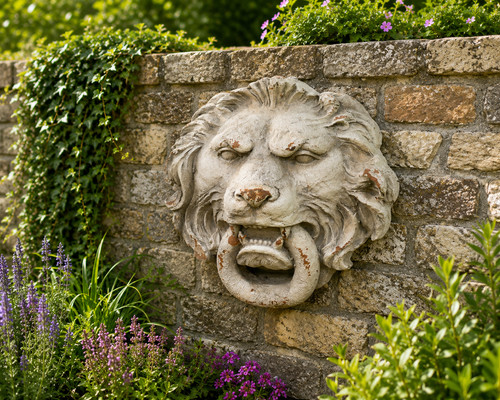 Large garden wall lion head - garden,