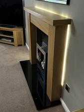 Oak Veneer  Fire Surround With LED Halo Backlight