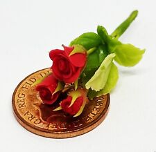 Dolls House Bunch Of 3 Red Roses Tumdee 1:12 Scale Miniature Flowers Garden