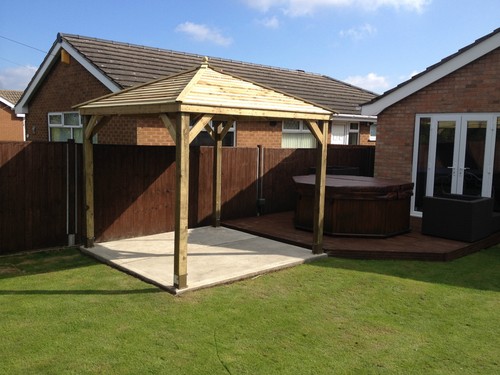 Wooden gazebo fully built - 3m,