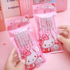 Hello Kitty Gel Pens Pack Of 6 Black Ink Kawaii Stationery Sanrio Character