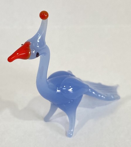 Glass peacock figurine blue - glass,