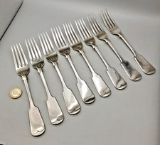 8 Antique W W & S EPNS Silver Plated Dinner Forks - Fiddle Pattern - 21cm