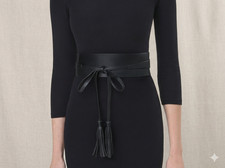 Black Leather Wrap Belt Women