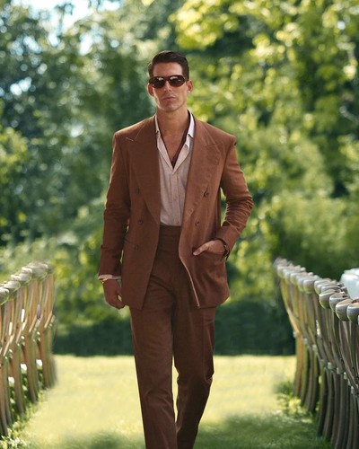 Linen double breasted business - linen,