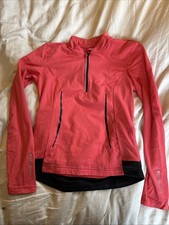 Crivit Women’s Cycling Jersey Salmon Pink Reflective Long Sleeve Pockets Size 12