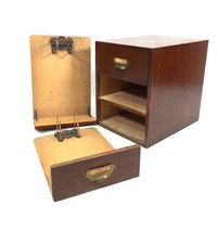 Antique 1930s Shannon Tabletop Desk Paper Filing Cabinet Wooden Chest of Drawers