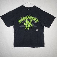 WWE 2007 D-Generation X DX Puff Print Black Green T-Shirt Size Large Authentic