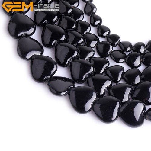Heart natural black agate - heart,