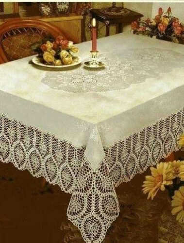 Crochet vinyl lace tablecloth - vinyl,