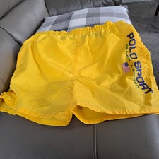 Vintage Polo Sport Ralph Lauren Swim Shorts Large Yellow Nylon 
