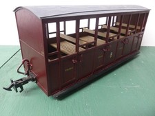 16mm Narrow Gauge SM32 Handbuilt Open Coach with Ends Ffestinog Maroon, EC