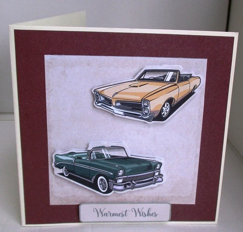 Handmade card cars 1950s - handmade,