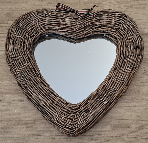 Rustic wicker heart - heart, mirror