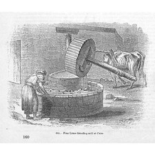 CAIRO Fine Lime Grinding Mill - Antique Print 1851