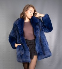7144 NEW GORGEOUS REAL BLUE FOX COAT LUXURY FUR JACKET BEAUTIFUL LOOK SIZE S