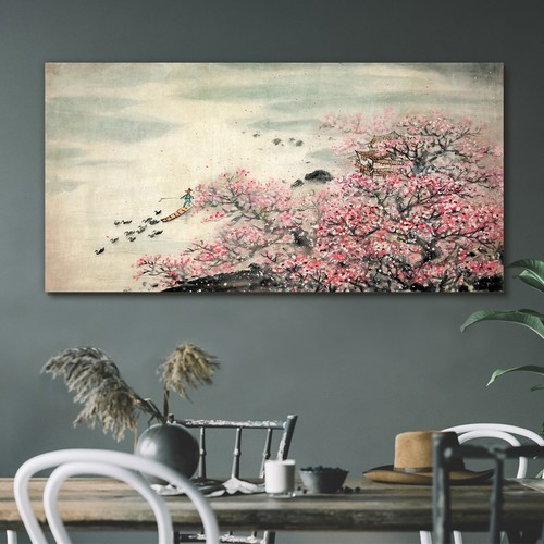 Painting asian tree - tree, flowers