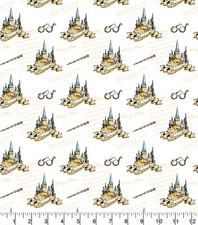 Harry Potter Fabric Hogwarts School 112cm wide 100% Cotton White