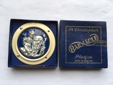 SCARCE C1930s-40s VINTAGE UNUSED BARNACLE ST CHRISTOPHER PLAQUE IN ORIGINAL BOX