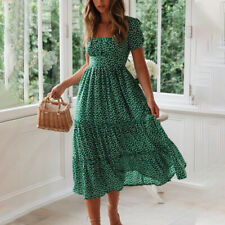 Womens Floral Boho Midi Dress