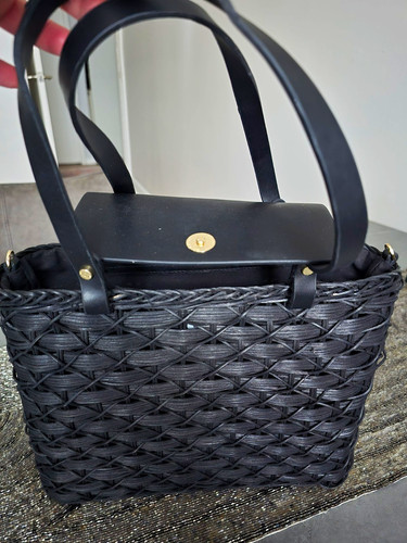 Zara black woven straw - zara, &
