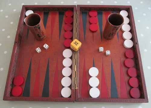 Vintage backgammon set with - vintage,