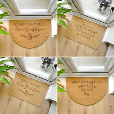 PERSONALISED Coir Non Slip Half Moon Rectangle Indoor Door Mats Floor Doormat