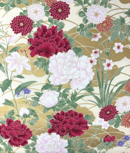 Japanese peony fabric - , floral