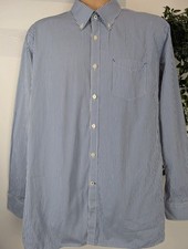 TM Lewin white/blue pin stripe long sleeve single cuff shirt. Mens XXL. DN1771