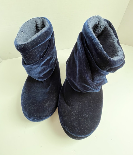 Ladies navy velour - velour, bootie