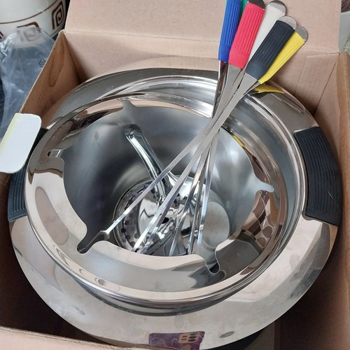 Stainless steel fondue - steel, set