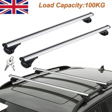 Universal Lockable Aluminium Car Roof Rack Bars Rail Luggage Carrier 120cm 100KG