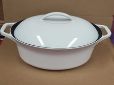 Waterford 6 Pint Cast Iron Enamel Casserole Dish with Lid White Dutch Oven 