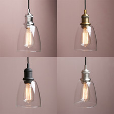 Vintage Pendant Light Fitting 5.5” Bell Glass Lampshade Industrial Kitchen Sink