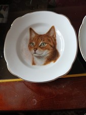 2 Small  Cat Plates  16cm