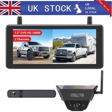 AUTO-VOX Solar Wireless Reversing Camera 7.2" 1080P DVR  Monitor 2X Rear Cameras