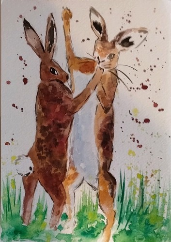 Hares boxing original - hares,