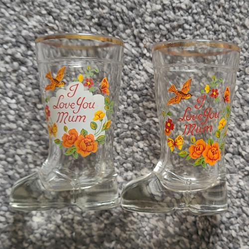 Set boot shaped - of, glass