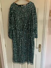BEAUTIFUL JOANNA HOPE DRESS SIZE 28 GREEN HEAVILY SEQUINED CHRISTMAS PARTY NYE