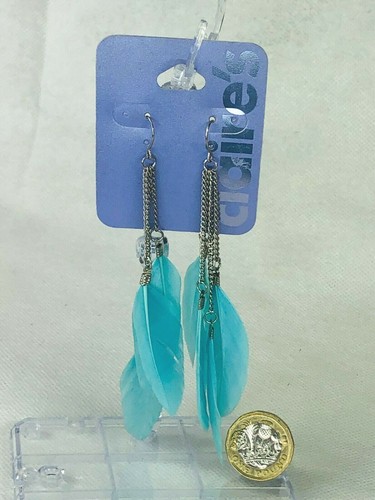 Earrings feather light blue - feather,