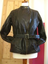 NEXT leather JACKET biker military 10 Petite soft belt asymmetric zip brown real
