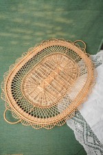 Large Vintage Wicker Serving