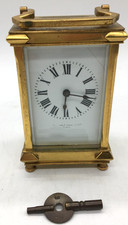 Antique French Brass Carriage Clock in Working Order with Key (AB157A)